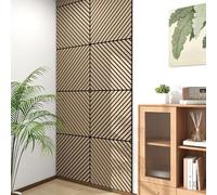NEU.HOLZ Lot de 4 Panneaux Acoustiques Muraux et pour Plafond à Lamelles en Diagonale Isolation Sonore Style Scandinave Installation Facile Salon Studio MDF 1,44 m² 60 x 60 cm Effet Noyer Clair