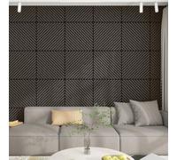 NEU.HOLZ Lot de 4 Panneaux Acoustiques Muraux et pour Plafond à Lamelles en Diagonale Isolation Sonore Style Scandinave Installation Facile Salon Studio MDF 1,44 m² 60 x 60 cm Effet Chêne Gris Foncé