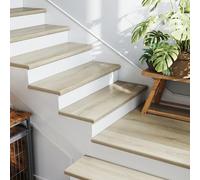 NEU.HOLZ Lot de 4 Revêtements d'Escalier Décoratifs avec Cache Latéral Résistant à l'eau Possibilité de Découper Protection des Marches d'Escalier Tapis PVC 120 x 32 cm Tessuto Milan