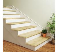 NEU.HOLZ Lot de 6 Revêtements d'Escalier Décoratifs avec Cache Latéral Résistant à l'eau Possibilité de Découper Protection des Marches d'Escalier Tapis PVC 120 x 32 cm Naturel