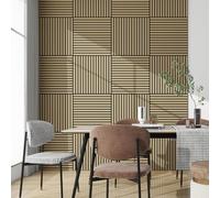 NEU.HOLZ Lot de 8 Panneaux Acoustiques Muraux et pour Plafond à Lamelles Droites Isolation Sonore Style Scandinave Installation Facile Chambre Salon Studio MDF 2,88 m² 60 x 60 cm Effet Chêne