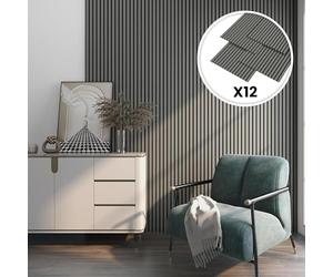 NEU.HOLZ Set de 12 Panneaux Acoustiques Muraux Isolation Sonore Lattes Décoratives Style Scandinave Installation Facile au Mur ou Plafond NRC 0,8 MDF 120 x 60 cm Effet Chêne Gris Clair