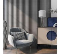 NEU.HOLZ Set de 16 Panneaux Acoustiques Muraux Isolation Sonore Lattes Décoratives Style Scandinave Installation Facile au Mur ou Plafond NRC 0,8 MDF 120 x 60 cm Effet Chêne Gris