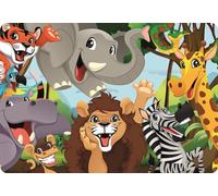 NEU Set de table, 1 set de table animaux de la jungle zoo, 42 x 29 cm, plastique pliable, lavable/essuyable