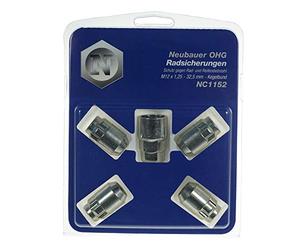 Neubauer Lot de 4 Ecrous 12x125 - L32.5 - H19/21 - Antivol de Roues