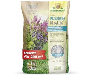 Neudorff Azet Chaux de Gazon - Le calcaire Biologique Augmente Rapidement Le pH des pelouses acides pour Un Gazon Vert et vigoureux et prévient la Mousse, 10 kg pour 200 m², Blanc