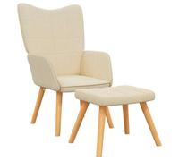 ""NEUF 2026"" CHIC Chaise de relaxation SWEETY Max. charge 110 kg avec tabouret Crème Tissu 61.5x69x95.5 cm FF5025