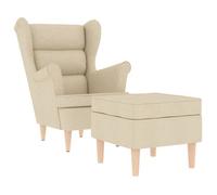 ""NEUF 2026"" CHIC Chaise simple SWEETY Fauteuil de salon 1 PLACE avec repose-pied Crème tissu 74x84x100 cm FF4620
