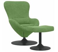 ""NEUF 2026"" CHIC Chaise Œuf SWEETY Fauteuil tourne à 360 degrés avec Pouf Vert clair 63x73x90 cm Velours FF5483