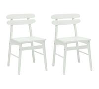""NEUF 2026"" CHIC Chaises à Manger 2 pcs, SWEETY, SIEGE CUISINE, Blanc Bois de Caoutchouc Massif 43.5x44.5x77.5 cm CCC2958