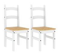 ""NEUF 2026"" CHIC Chaises à manger, SWEETY, pour cuisine, Set de 2, blanc 40x46x99 cm bois massif de pin CCC1222
