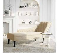 ""NEUF 2026"" CHIC Fauteuil long-Chaise longue SWEETY 1 PLACE avec coussin et accoudoir droit crème tissu 145x56x70 cm CCC3281