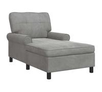 ""NEUF 2026"" CHIC Fauteuil long-Chaise longue, SWEETY, 1 PLACE, avec coussin, Gris clair 91x157x91 cm Velours CCC3358