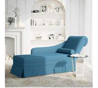 ""NEUF 2026"" CHIC Fauteuil long-Chaise longue, SWEETY, 1 PLACE, avec traversin et accoudoir droit, bleu velours 145x56x70 cm CCC3293