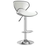 ""NEUF 2026"" CHIC Tabouret de bar SWEETY 1 PC CHAISE HAUTE Blanc Similicuir 45.5x45x(80-101) cm CCC1906