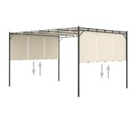 NEUF Belvédère - Tonnelle de jardin - design classique - Belvédère de jardin avec rideau latéral 4 x 3 x 2 25 m Crème FR00_317178868