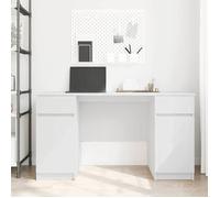 NEUF Blanc Bureau Informatique moderne - Bureau à caissons avec tiroir Blanc 140x49x76cm - Bois d'ingénierie LH 34502911