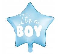 NEUF décoration de fête ballon en film étoile c'est un garçon 48 cm bleu clai...