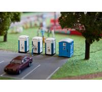 Neuf FALLER Échelle H0 1:87, 4 Mobile Cabines de Toilette Toi , Article: 180543