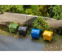 Neuf Faller Échelle H0 1:87, 4 Poubelles En 4 Couleurs, Article: 180343