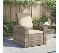 NEUF Fauteuil inclinable de jardin - pour repas - Moderne et Vintage - avec coussins marron clair rotin - l74xP80.5xH93 cm 03_473044