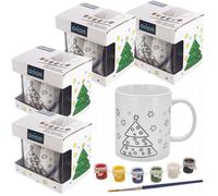 NEUF gobelet à peindre porcelaine lot 4x tasse 350ml motif Noël avec...
