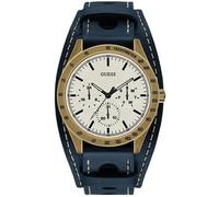 Neuf GUESS Brossé or Pâle Ton, Bleu Marine Cuir Manchette Bande WATCH-W1100G2