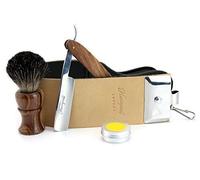NEUF Haryali AssembléÀ La Main Classique Collection Coupe Droite Gorge En bois Rasoir en bois Noir Rasage Brosse Blaireau Brun Cuir Cuir à rasoir & DOVO rodage Pâte