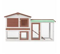 NEUF®Meuble d'animaux - ROBUST - Clapier large d'extérieur - Marron et blanc 145x45x84cm Bois FR9888036