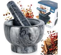 Mortier et pilon en granit - Vilde - 13 cm noir - broyeur a epices herbes graines noix pesto marinade