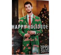 Neuf OppoSuits Happy Holidude 44us Hommes US Noël Suit Cravate Blazer Pants Vert