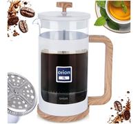 NEUF Orion French Press Whiteline 1L verre blanc aspect bois cafetière théière