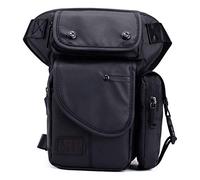 Neuf pour Homme Imperméable Oxford Militaire Tactique D'équitation Sac Banane Drop Tour De Taille Sac De Jambe, Noir, #08noir, M