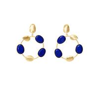 Neuf Semi Pierre précieuse et plaqué or Feuille Cercle Boucles d'oreilles