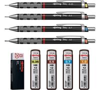 Neuf : Set ROTRING Tikky Noir - 4 Portemines HB 0.35 - 0.5 - 0.7 - 1.0 + Gomme