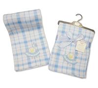 Neuf Snuggle Baby Couverture en Polaire pour bébé Bleu et Blanc à Carreaux avec Motif Vaisseau Spatial