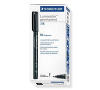 . Neuf. STAEDTLER Lumocolor Stylo permanent FINE 0,6 mm Ligne Noir Réf 318-9 [Lot de 10]