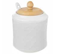 NEUF sucrier Orion WhiteLine 350ml blanc avec cuillère couvercle bambou...