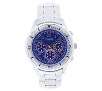 Neuf Timex Argent Ton Acier Inoxydable Chronographe Cadran Bleu Hommes