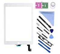 Neuf Verre de l'écran tactile numériseur de remplacement pour iPad Air 2 24,6 cm 2 nd génération A1566 pour tablette et adhésif pré-installé avec le kit d'outils de réparation (non inclus LCD) (Blanc)