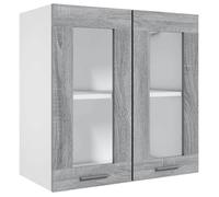 NEUF Vitrine suspendue - Meuble haut de cuisine ""Lyon"" Gris Sonoma 60 x 31 x 60cm Bois d'ingénierie promo305708