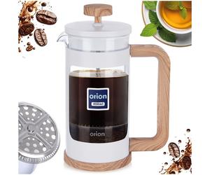 NEUF Whiteline French Press 400 ml en acier inoxydable verre borosilicaté bla...