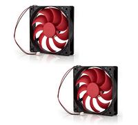 Neuftech 2 ventilateurs de boîtier PC de 120 mm, bloc d'alimentation, ventilateur, refroidisseur silencieux, 2 broches DC 12 V, rouge (lot de 2)