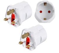 Neuftech - 2X Adaptateurs de Voyage UK,GB,Angleterre vers Prise Europe Européenne France (schuko) pour UK, Royaume-Uni, Anglais, Blanc