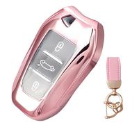 NEUHOO Accessoire de voiture compatible avec Fiat 600 600e 2023-2024 2025 - Coque de clé et porte-clés - En silicone, Rose, S