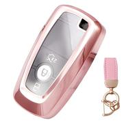 NEUHOO Accessoire de voiture compatible avec Ford Mustang Mach-e 2019-2024 2025 - Coque de clé et porte-clés - En silicone, Rose, S