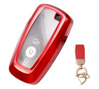 NEUHOO Accessoires de voiture compatibles avec Ford Tourneo | Transit Custom 2023-2024 2025 Coque de clé et porte-clés - En silicone, rouge, S