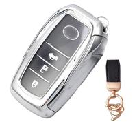 NEUHOO Voiture Accessoires Compatible avec Toyota Yaris IV XP21 2020-2024 2025 Coque Clé et Porte Cle, Silicone TPU Protection Clef étui Clé (Argenté)