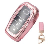 NEUHOO Voiture Accessoires compatible avec Toyota Yaris XP21 2020-2024 2025 Coque Clé et Porte Cle, Silicone TPU Protection Clef étui Clé (Rose)