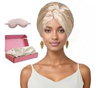 NEUJUS Bonnet de nuit en soie pour des cheveux sains et longs | Le bonnet de nuit en soie prévient les frisottis, les cassures et les pointes fourchues | en pour femmes aux (Champagne)